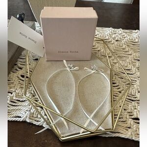 Simone Rocha Victorian Bow Ribbon Stud Earrings - Ivory/Crystal - New in Box